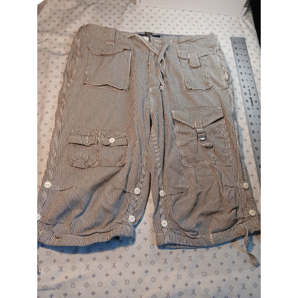 VINTAGE SEAN JOHN CLASSIC FLIGHT CARGO SHORTS SIZE 34 100% COTTON BLACK/WHITE